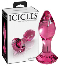 Icicles No. 79 - kúpos üveg anál dildó (pink)