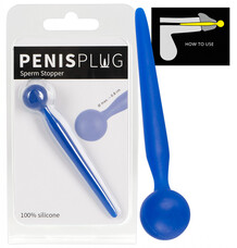 Dilator Sperm Stopper - gömbös, szilikon húgycsőtágító dildó (kék)