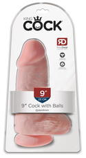 King Cock 9 Chubby - tapadótalpas, herés dildó (23cm) - natúr