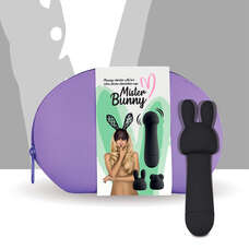 FEELZTOYS Mister bunny - vízálló, mini masszírozó vibrátor szett (fekete)
