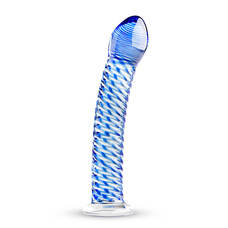Gildo Glass No. 5 - spirális  üveg dildó (áttetsző-kék)