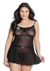 Coquette Plus Size - rendőrnő babydoll (fekete)