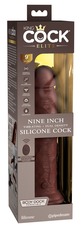 King Cock Elite 9 - tapadótalpas, rádiós élethű vibrátor 23cm - barna