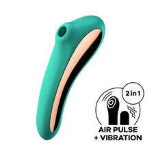 Satisfyer Dual Kiss - akkus hüvelyi és csikló vibrátor (zöld)