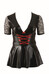 Cottelli Plus Size - fényes ruha piros fűzővel (fekete) [XL]