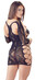 Mandy Mystery - virágos mintás necc ruha tangával - fekete (S-L)