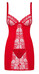 Obsessive Heartina - virágos, szíves díszes hálóruha tangával (piros) [S/M]