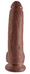 King Cock 9 - nagy tapadótalpas, herés dildó (23cm) - barna