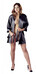 Cottelli - szatén-csipke, rövid kimonó (fekete) [L/XL]