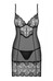 Obsessive Alluria - csipkeberakásos hálóruha tangával (fekete) [L/XL]