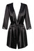Obsessive Satinia Robe - rövid szatén köntös tangával (fekete) [L/XL]